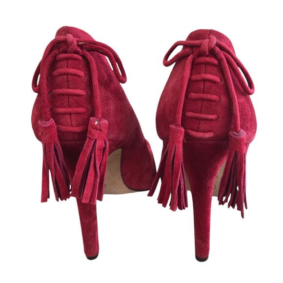 Jessica Simpson Sexy Leather Core Burgundy Suede Stiletto Heels Sz 8.5 - Picture 4 of 11
